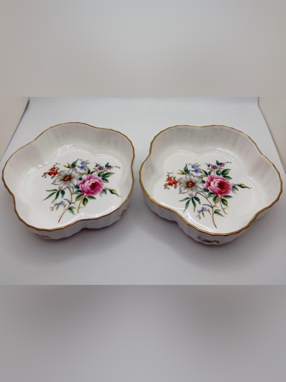 Royal Worcester Whitley Garden Fine Bone China Candy Dishes White Pink Floral